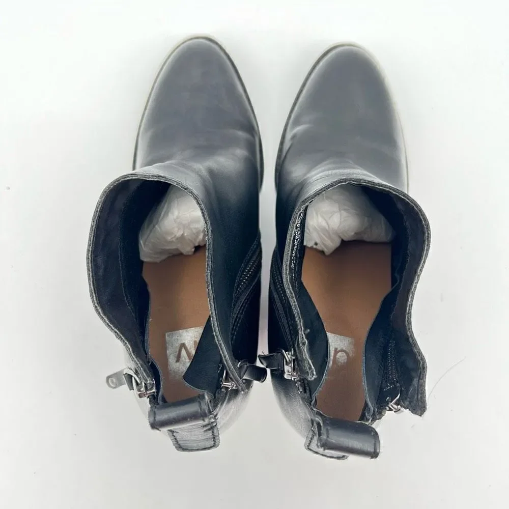 Dolce Vita DV Black Ankle Booties Women's Size 10 BK Faux Leather Cutout 3” Heel
